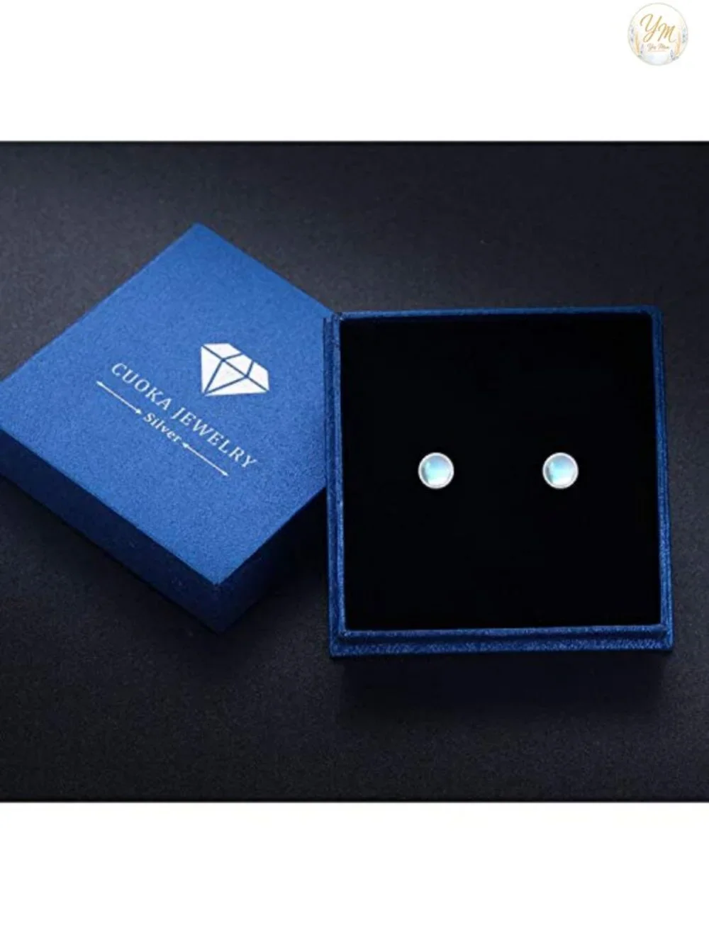 Hypoallergenic Sterling Silver Moonstone Stud Earrings for Sensitive Ears